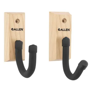 Allen Defender Coated Gun Display Hooks with Wooden Plaque Base 2PK