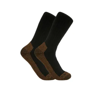 Carhartt Men's Midweight Steel Toe Boot Socks Cotton Blend Black Large 2 Pack