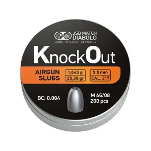 JSB Knock Out Slugs Air Gun Pellets 217 Caliber 25.39 Grain Tin of 200