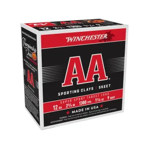 Winchester AA Super Sport Sporting Clays 12 Gauge Ammo 2-3/4" #9 Lead Shot 1-1/8 oz Box of 25
