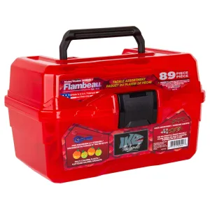 Flambeau IKE Big Mouth Kids Tackle Box with 89-Piece Tackle Kit Red