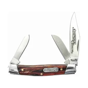 Imperial Knives Stockman Pocket Knife 2.5" Clip, Sheepfoot, and Pen 3Cr13 Satin Blade Polyoxymethylene (POM) Handle Amber