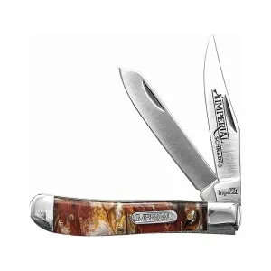 Imperial Knives Trapper Pocket Knife 2.7" Clip/Spey Point 3Cr13 Satin Blade Polyoxymethylene (POM) Handle Amber
