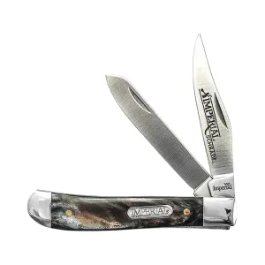 Imperial Knives Trapper Pocket Knife 2.7" Clip/Spey Point 3Cr13 Satin Blade Polyoxymethylene (POM) Handle Gray Swirl