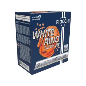 Fiocchi White Rino Super Light Target 12 Gauge Ammo 2-3/4" #7-1/2 Lead Shot 1-1/8 oz Box of 25