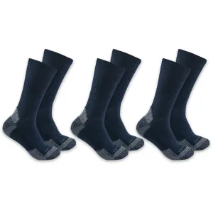 Carhartt Men's Midweight Crew Socks Navy Large 3 Pack
