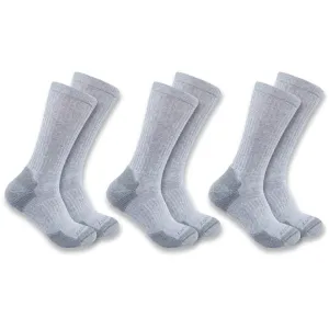 Carhartt Men's Midweight Crew Socks Gray Large 3 Pack
