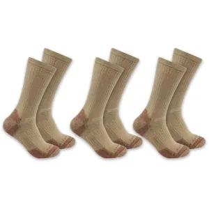 Carhartt Men's Midweight Crew Socks Khaki XL 3 Pack
