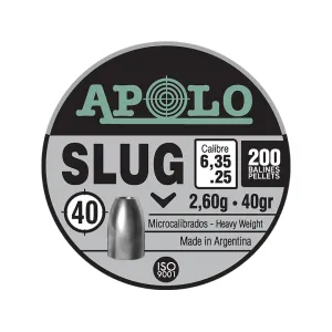 Apolo Slug Hollow Point Air Gun Pellets 25 Caliber 40 Grain 5.5mm 200PK