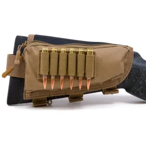 MidwayUSA Pro Series Left Hand Rifle Cheek Rest with Ammo Holder 6-Round Fixed Stock Coyote