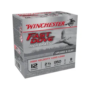 Winchester Fast Dove High Brass 12 Gauge Ammo 2-3/4" #8 Lead Shot 1 oz Box of 25