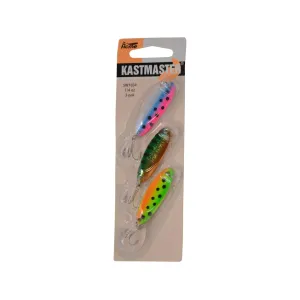 Acme Kastmaster Spoon Multi-Pack 1/4oz Firetiger, Rainbow Trout, Metallic Perch 3PK