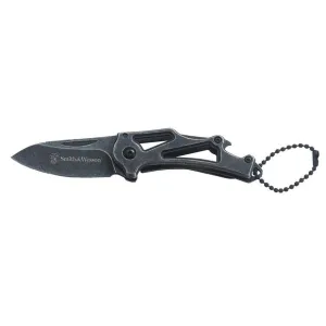 Smith & Wesson Keychain Pocket Knife 2.25" Drop Point 3Cr13 Black Stonewash Blade Stainless Steel Handle Black
