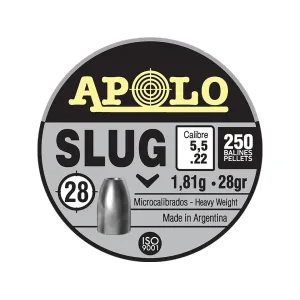 Apolo Slug Hollow Point Air Gun Pellets 22 Caliber 28 Grain 5.5mm 250PK