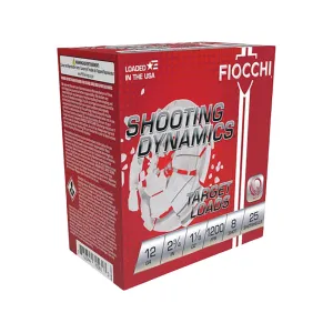Fiocchi Shooting Dynamics 12 Gauge Ammo 2-3/4" #8 Lead Shot 1-1/8 oz Box of 25