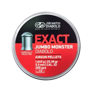 JSB Exact Jumbo Monster Air Gun Pellets 22 Caliber 25.39 Grain Tin of 200