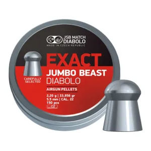 JSB Exact Jumbo Beast Air Gun Pellets 22 Caliber 33.95 Grain Tin of 150