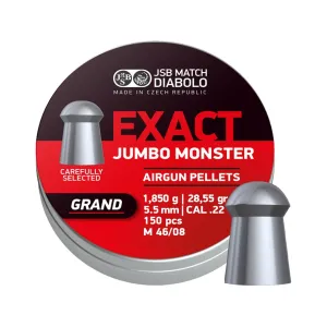 JSB Exact Jumbo Monster Grand Air Gun Pellets 22 Caliber 28.55 Grain Tin of 150