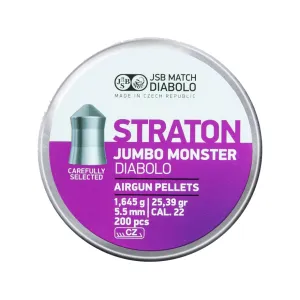 JSB Straton Jumbo Monster Air Gun Pellets 22 Caliber 25.39 Grain Tin of 200