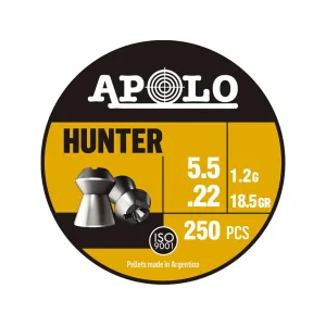 Apolo Hunter Air Gun Pellets 22 Caliber 18.5 Grain 5.5mm Head-Size Tin of 250