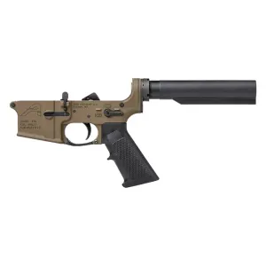 AR15 Carbine Complete Lower Receiver w/ BAD-ASS PRO Safety + A2 Grip - Kodiak Brown Anodized