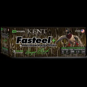 Kent Cartridge Fasteel+ Bayou Blend 3" 12 Gauge Ammo 1 3/8oz #2 and #4 Shot 100 Shells