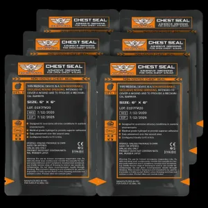 Everlit Survival Occlusive Non-Vented Chest Seal - 6 Pack