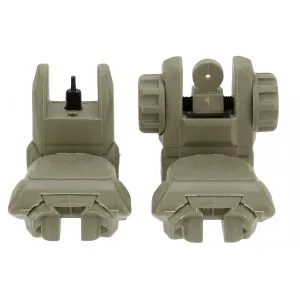 TacFire Same Plane Flip-Up Front and Rear Sight Set - Tan