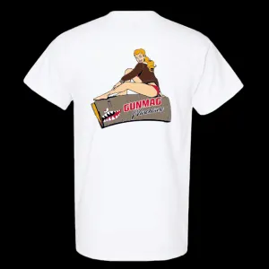 GunMag Pin-Up Short Sleeve T-Shirt - White w/ RED Logo - S