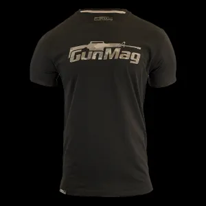 GunMag Vintage Camo Logo T-Shirt - Black with Camo Logo - M