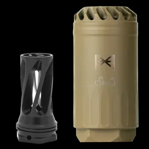 HuxWrx Safety Company Blastphemy Blast Deflector w/ QD 556 1/2x28 Flash Hider Combo - FDE