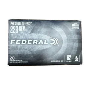 Federal Personal Defense .223 Remington Ammo 62gr SP 20 Rounds