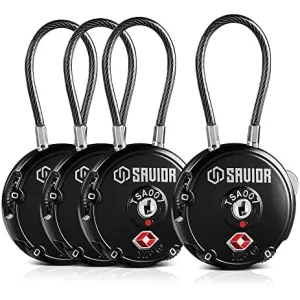 Savior Equipment 3-Digit Steel Cable Lock - 4-Pack - BLK