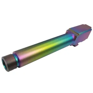 DMA Inc. Threaded Match Barrel for Gen 1-5 Glock 19 Pistols - 1/2x28 - Chameleon Rainbow