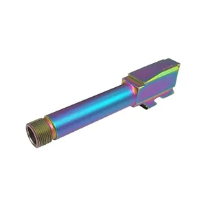 DMA Inc. Threaded Match Barrel for Glock 43 Pistols - 1/2x28 - Chameleon Rainbow
