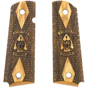 Kimber 3rd Stryker Brigade Warrior Insignia Double Diamond Checkered Hardwood Grips for Full Sized 1911 Pistols