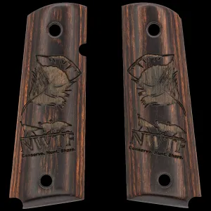 Kimber NWTF Logo Engraved Smooth Rosewood Grips for Full Sized 1911 Pistols