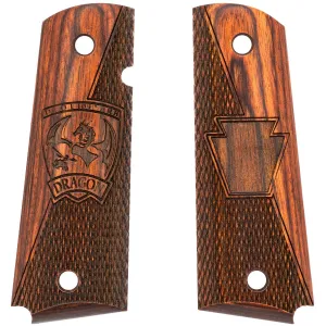 Kimber 1-104th ARB / Dragon Shield Smooth / Checkered Rosewood Grips for Full Sized 1911 Pistols