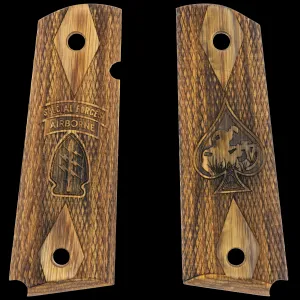 Kimber ODA 1421 / Airbone Insignia Double Diamond Oak Laminate Grips for Full Sized 1911 Pistols