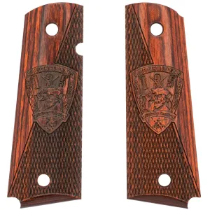 Kimber 1-135th Aviation C-Co. Roughriders Inspired Smooth / Checkered Rosewood Grips for Full Sized 1911 Pistols