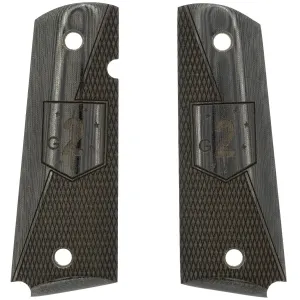 Kimber MARSOC 2nd MRB Engraved Patch Smooth / Checkered Black / Gray Micarta Grips for Full Sized 1911 Pistols