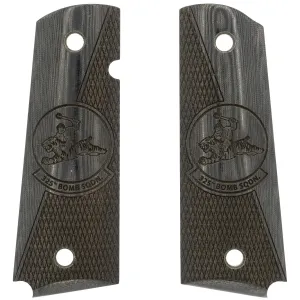 Kimber 325th Bomb Squadron Engraved Insignia Smooth / Checkered Black Micarta Grips for Full Sized 1911 Pistols