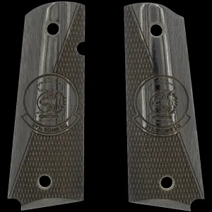 Kimber 393rd Bomb Squadron Engraved Insignia Smooth / Checkered Black Micarta Grips for Full Sized 1911 Pistols