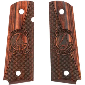 Kimber VAQ-134 Garudas Engraved Insignia Smooth / Checkered Rosewood Grips for Full Sized 1911 Pistols