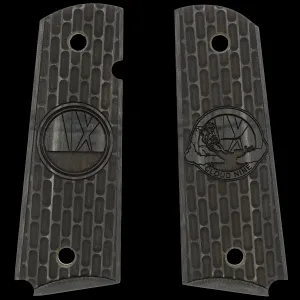 Kimber USAF 9th Bomb Squadron Engraved Insignia Gray Linen Micarta Grips for Full Sized 1911 Pistols