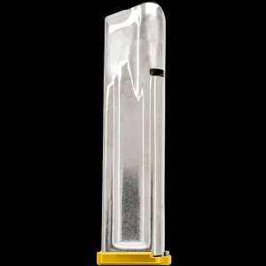 Atlas Gunworks 2011 Competition Stainless Steel 9mm Luger 23-Round 140mm Magazine w/ 3mm Base Pad - Gold