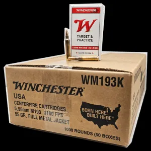 Winchester USA 5.56 NATO Ammo 55gr M193 FMJ 1000 Rounds