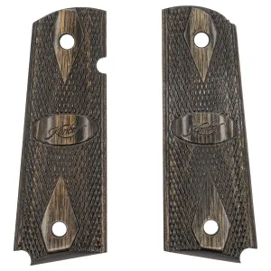 Kimber Logo Ambidextrous Cut Black / Silver Grips for Full Sized 1911 Pistols