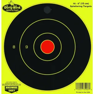 BIRCHWOOD CASEY Dirty Bird 6in Yellow Round Targets, 16-Pack (35906)