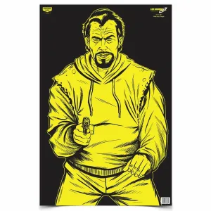 BIRCHWOOD CASEY Eze-Scorer 23x35in BC Bad Guy Black/Yellow Target, 100-Pack (37036)